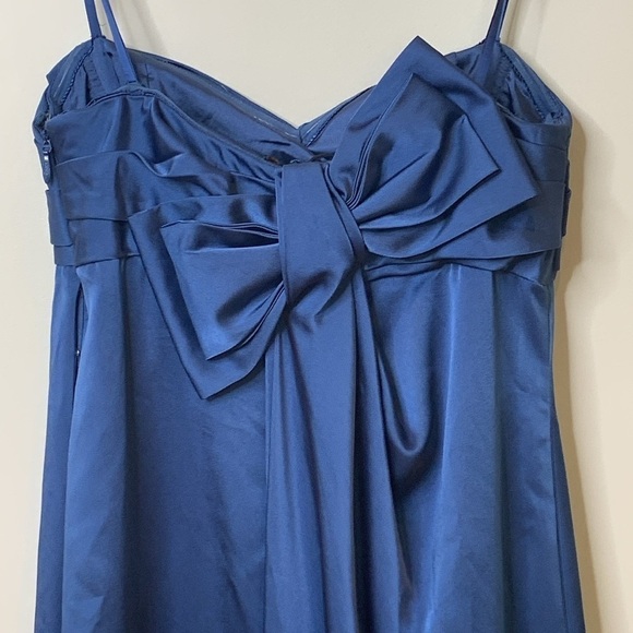 BCBGMaxAzria | Midnight Blue Satin Corset Bow Strapless Prom Wedding Dress 10 - Picture 9 of 17